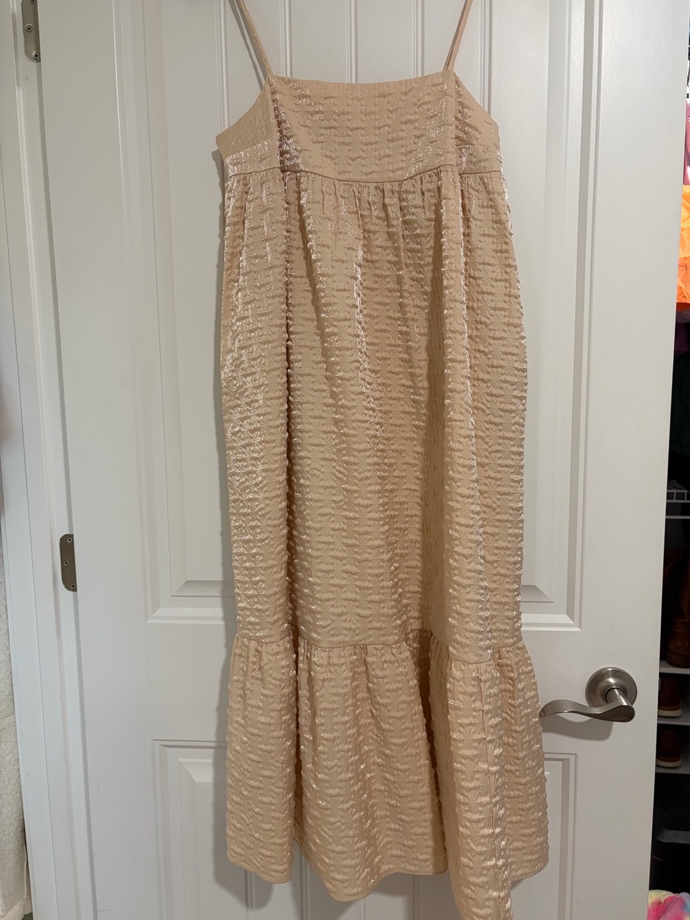 Kika Vargas Textured Maxi Dress in Beige